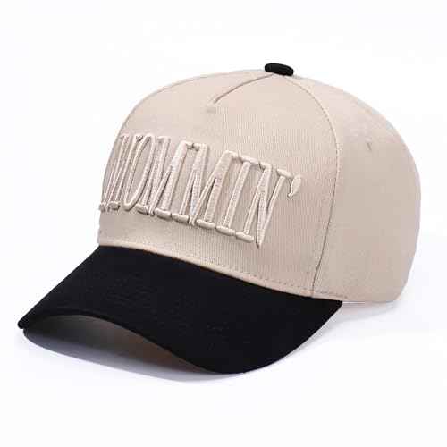 Vintage Two-Tone Trucker Hat Adjustable Baseball Cap with Mommin Embroidery Ponytail Fit Unisex Outdoor Casual Headwear