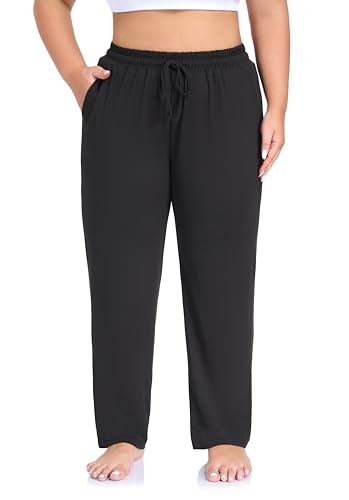 Plus Size Women's Yoga Pants with Pockets - Black, 3X, Lounge & Joggers