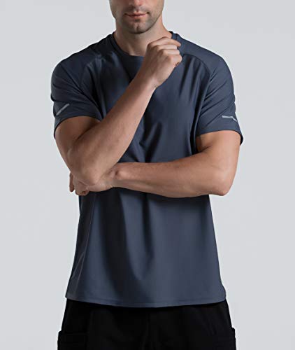 Men's Cooling Ice Silk Running Shirt UPF 50+ Workout T-Shirt Charcoal Grey XL