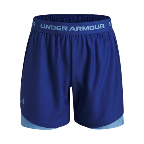 Under Armour Girls' Tech Play Up 5-Inch Shorts - Large, Tech Blue, Horizon Blue