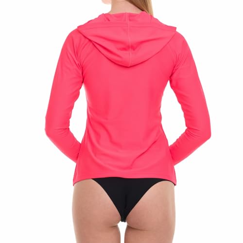 Hurley Women's Hooded Rash Guard Swim Shirt UPF 50+ Long Sleeve Sun Hoodie - Medium Pink