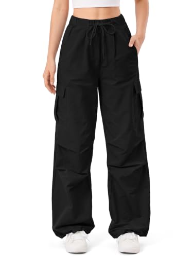 Women’s Parachute Cargo Pants for Casual Travel Hiking - Medium / Blk001