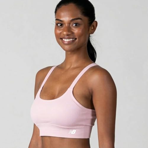 Women’s Seamless Strappy Sports Bra 3 Pack - Wirefree Athletic Bralette, Medium, White/Black/Pink