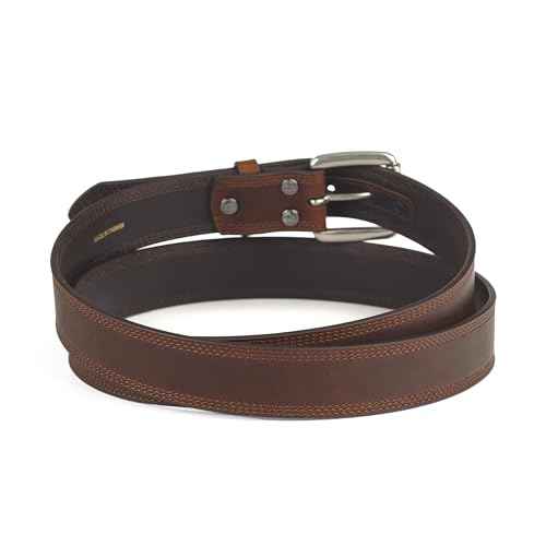 ARIAT Men's Triple Row Stitch Leather Work Belt with Removable Roller Buckle