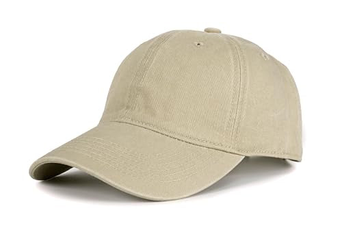 Beige Low Profile Washed Cotton Baseball Cap for Men and Women