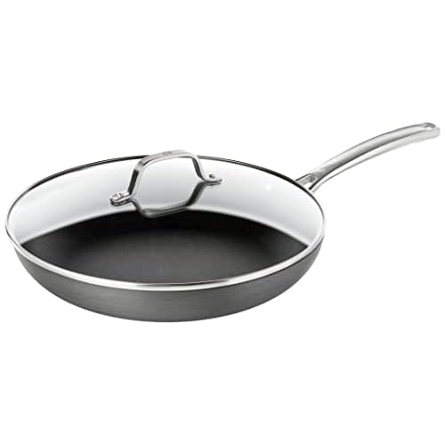 Calphalon Nonstick Frying Pan with Lid and Stay-Cool Handles, Dishwasher Safe, 12-Inch, Grey
