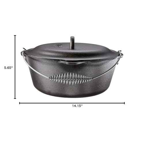 Lodge 7 Quart Pre-Seasoned Cast Iron Dutch Oven with Lid - Wire Bail Handle for Easy Transfer from Cooking Surface to Table - Use in the Oven, on the Stove, on the Grill or over the Campfire - Black