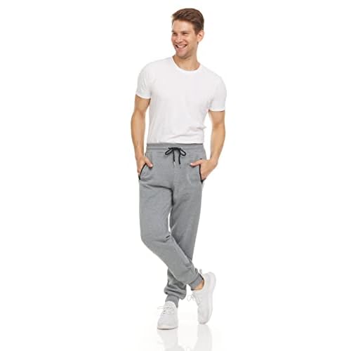 PURE CHAMP Mens 3 Pack Fleece Active Athletic Workout Jogger Sweatpants for Men with Zipper Pocket and Drawstring Size S-3XL