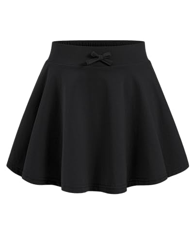 Girls Skirts Kids Casual Skorts Athletic Uniform Skirt with Pockets - 7-8 Years, Black