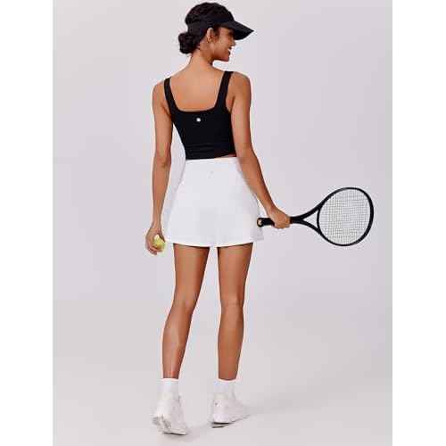 PINSPARK Womens Tennis Skirt High Waisted Golf Skort with 2 Pockets Stretchy Athletic Skirts for Workout Pickleball Running