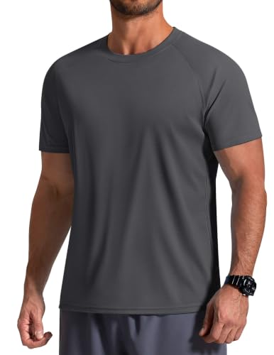 Men's UPF 50+ Quick Dry Swim Shirt Rash Guard - Large Dark Gray