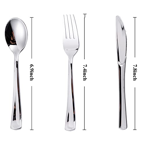Silver Disposable Cutlery Set - 500 Pieces, Food-Grade Plastic Utensils