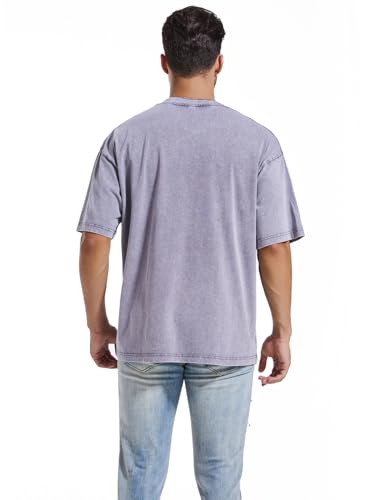 Men's Oversized Heavy Cotton Summer T-Shirts Set - Large Black Gray Coffee