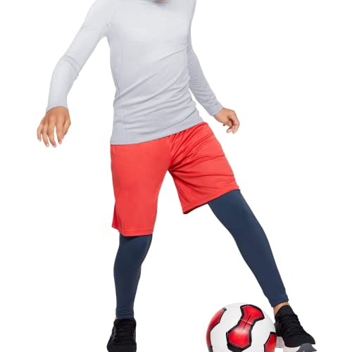 Boys Compression Shirt Long Sleeve Football Undershirt - Large Black White