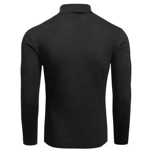 Ekouaer Mens Turtleneck Shirts Ribbed Lightweight Sweater Long Sleeve Casual Pullover Thermal Undershirts S-XXL