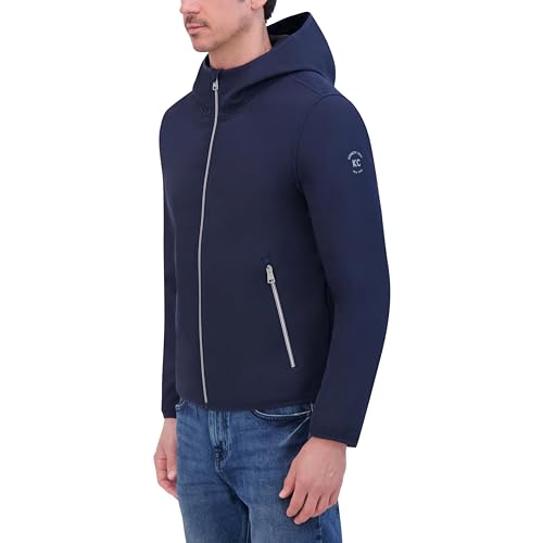 Kenneth Cole mens Hooded Soft Shell With Coil Zip Detail