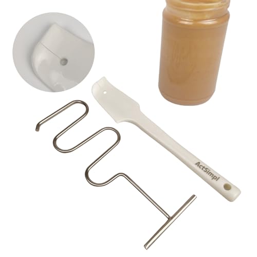 Peanut Butter Stirrer Kit with Silicone Scraper and Handle - Nut & Jam Spreading Tool