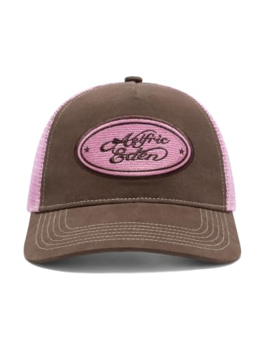 Aelfric Eden Trucker Hat Color Block Mesh Snapback Baseball Cap - Brown Pink