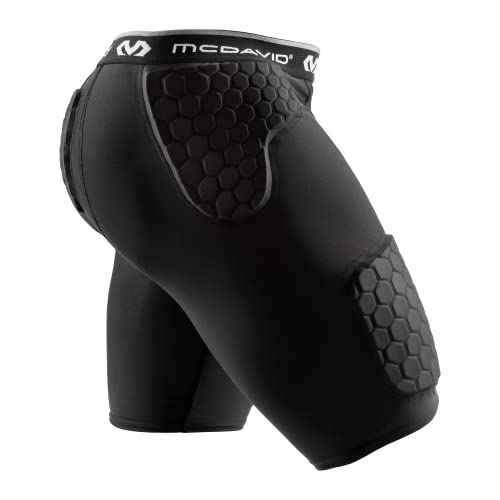 McDavid Men's Compression Shorts w/HEX Pads Dual-Density Tights w/Hip, Tailbone, Thigh Padding for w/Cup Pocket, Football