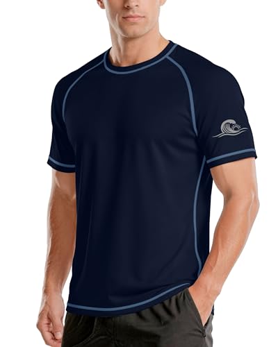 Men's UPF 50+ Short Sleeve Rash Guard Swim Shirt XX-Large Dark Blue