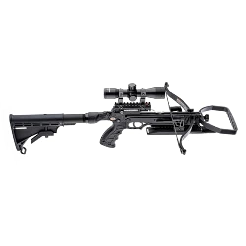 Steambow AR-Series Survival Crossbow Bundle | Survival Crossbow with Knife, Scope and Bag | Collapsible, Easy to Transport, Lightweight | Up to 250 fps with 14" Arrows