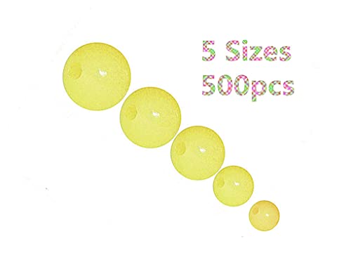 Yellow Toasis Round Hard Plastic Fishing Beads - 5 Sizes, 500pcs