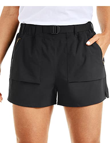 Waterproof Hiking Shorts 3 Inch - Medium Black for Outdoor Activities
