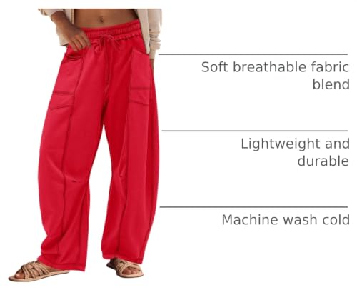 Panadila Women's Wide Leg Barrel Sweatpants - Medium Red