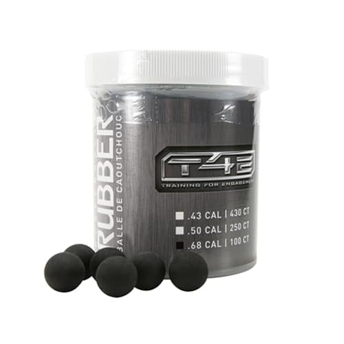 Umarex T4E Premium Rubber Ball Ammo for Paintball Guns, Black, .68 Caliber, 100 Count