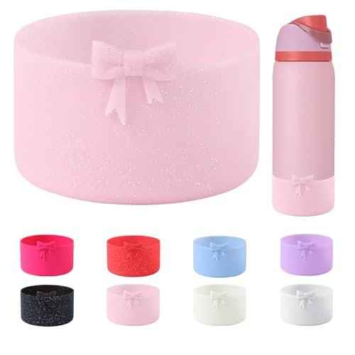 8.5CM Bow Silicone Anti-Slip Boot for Owala 32oz Water Bottle,FreeSip/Twist/Flip Stainless Steel Water Bottle, Protective Sleeve Bottom Cover Accessory