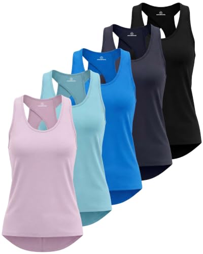 Women's Open Back Workout Tank Tops Set - Medium, 5 Pack for Gym & Yoga