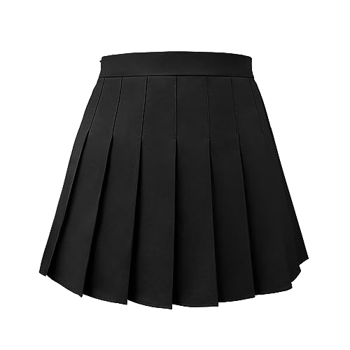 Pleated Skirt for Women Small Black Skater Skirt with Shorts Elastic Waist Plus Size Tennis Skirt