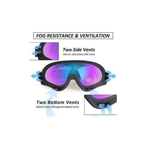 Motorcycle Goggles 2 Pack, Dirt Bike ATV Goggles Motocross Riding Racing Eyewear Off-Road MX Bike & Ski Goggles UV400 Anti-Fog Impact-Resistant Dustproof Goggle for Adult Youth Kids