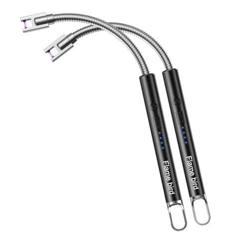 2 Pack Electric Candle Lighter Flameless Arc Windproof Flexible Long Neck USB Rechargeable Lighter Matches for BBQ Grill Fireworks Camping.(Black)