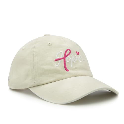 Waldeal Fight Cancer Inspirational Gifts for Women, Embroidered Adjustable Breast Cancer Awareness Hope Hat