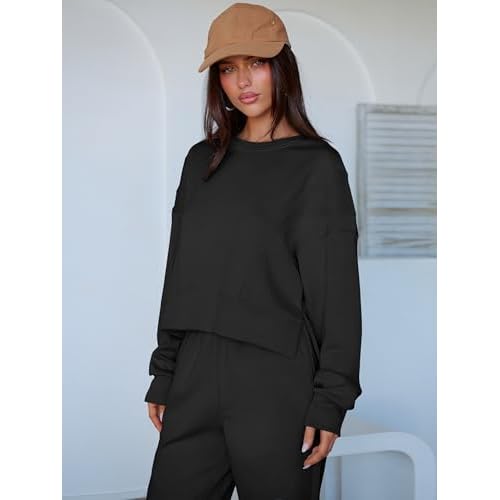ANRABESS Womens 2 Piece Outfits Lounge Sets Cropped Sweatshirt Joggers Fashion Sweatsuit Sweat Set 2025 Winter Travel Outfits