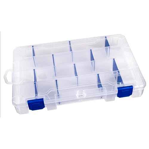 Flambeau Outdoors 4007 Tuff Tainer Fishing Tackle Box with Zerust Anti-Rust Dividers - Includes 12 Dividers, 24 Compartments, Clear Fishing Lure Organizer