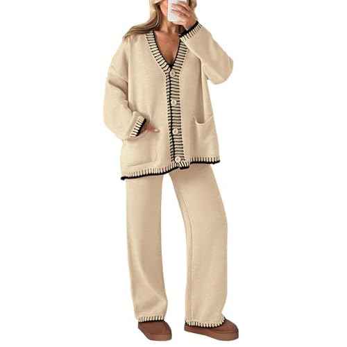 PRETTYGARDEN Lounge Sets for Women Fall 2025 Loungewear 2 Piece Outfits Cardigan Sweaters Track Suit Matching Winter Clothing