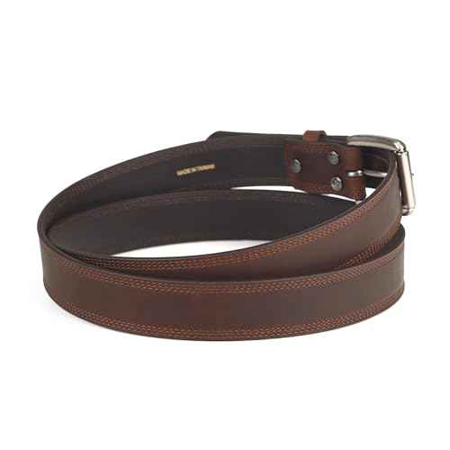ARIAT Men's Triple Row Stitch Leather Work Belt with Removable Roller Buckle