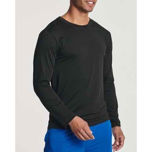 Real Essentials 4 Pack: Mens Long Sleeve Dry Fit T Shirts Hiking Fishing Workout Gym Work Sun UPF 50 Wicking Running Tee