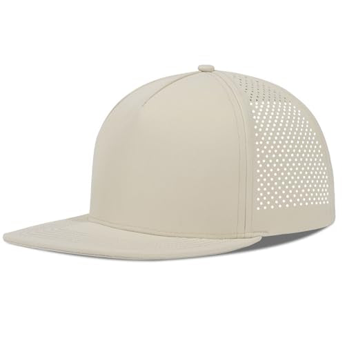 Oversize Flat Bill Baseball Cap for Men Women Quick Dry Snapback Hat Beige XL-XXL