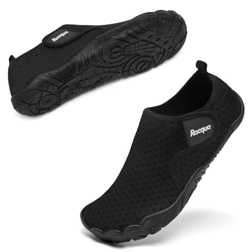 Water Shoes for Men Women Quick Dry Beach Swim Footwear - Black 10 Women / 9 Men