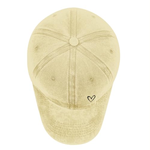 Vintage Heart Embroidered Baseball Cap - Distressed Adjustable Unisex Hat