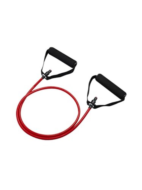 Resistance Bands with Handles - Single Portable Bands for Resistance Training, Physical Therapy, Home Workouts, Fitness, Pilates, Chest Expander and Sit-up Exercises - Red