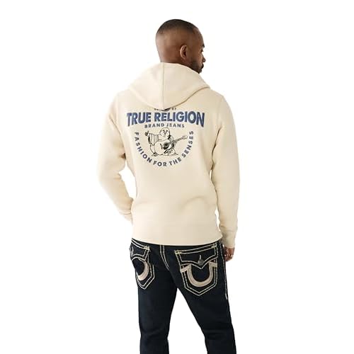 True Religion Men's Puff Print Core Zip Up Hoody ? Full Zip with Graphic