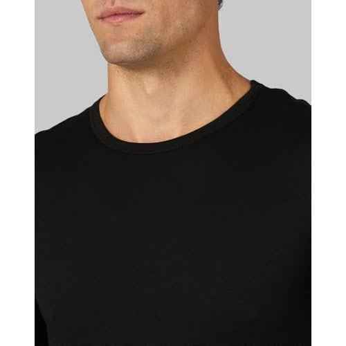 32 Degrees Heat Men's Lightweight Crew Base Layer Thermal Top | Form Fitting | Long Sleeve| 4-Way Stretch, Black, Large