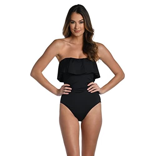 La Blanca Women's One Piece Swimsuit Ruffle Bandeau Island Goddess Bathing Suit
