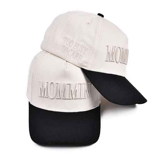 Vintage Two-Tone Women's Baseball Cap, Mommin Trucker Hat for Women&Men, Adjustable Baseball Cap,Mom Ponytail Embroidered Cap
