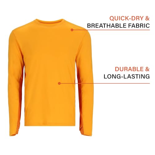 Simms SolarFlex Crewneck Long Sleeve Fishing Shirt for Men: UPF 50+ Sun Protection, Quick-Dry, Odor-Resistant (Sunrise/Sun Glow, X-Large)