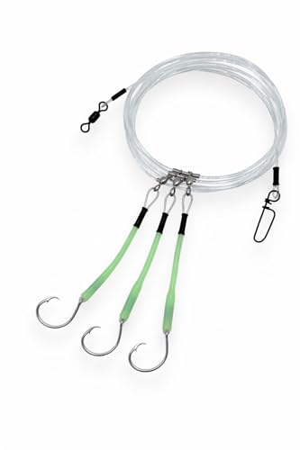 Deep Drop Fishing Rig with Glow Sleeves & 6/0, 3 Hook Option – NOAA Compliant Circle Hooks – Made in USA